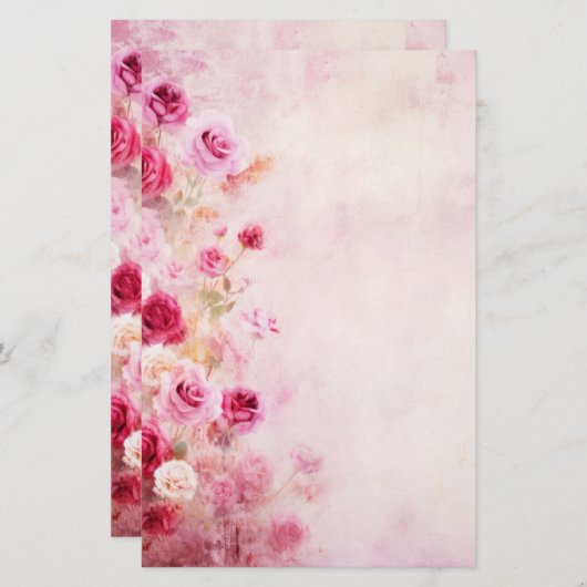 roze rozen briefpapier (Voorkant / Achterkant)