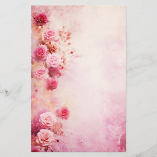  roze rozen briefpapier (Voorkant)