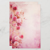  roze rozen briefpapier (Voorkant / Achterkant)