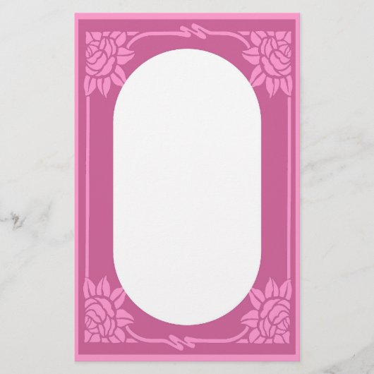 Roze rozen briefpapier (Voorkant)