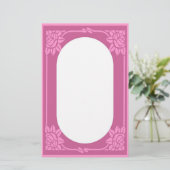 Roze rozen briefpapier (Staand voorkant)