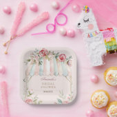 Roze Rozen Bruidsfeest Papieren Bordje (Feest)