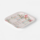 Roze Rozen Bruidsfeest Papieren Bordje (Gebogen)