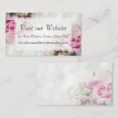 Roze Rozen Bruiloft Bezoek onze website Enclosure  Informatiekaartje (Voorkant / Achterkant)