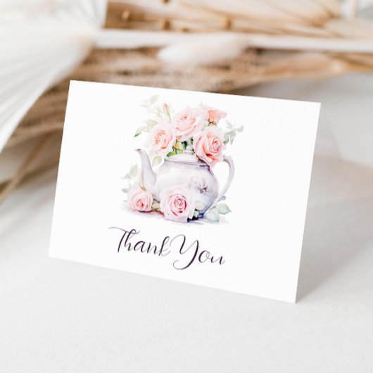 Roze Rozen Bruiloft Elegant Bruidsshower Bedankkaart