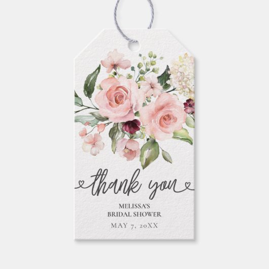 Roze Rozen Bruiloft Feest Cadeaulabel (Voorkant)