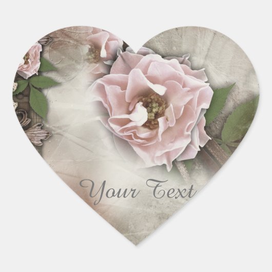  roze rozen bruiloft Gift Seal Hart Sticker (Voorkant)
