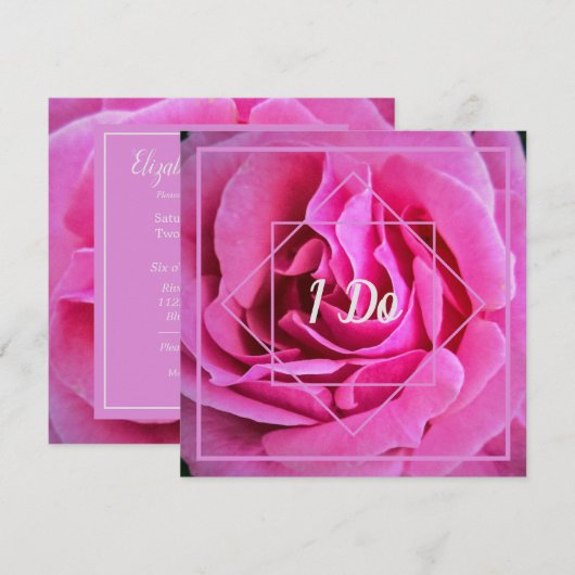 Roze Rozen Bruiloft Kaart (Voorkant / Achterkant)