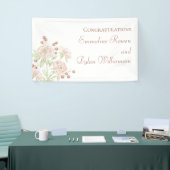 Roze Rozen Bruiloft Modern Spandoek (Beurs)