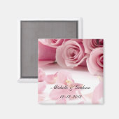 Roze Rozen Bruiloft Souvenir Magnet Magneet (Voorkant / Achterkant)