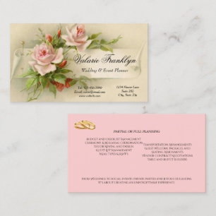 roze rozen bruiloft visitekaartje