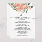 Roze Rozen Bruiloft Weekend Route Welkom Informatiekaartje (Voorkant / Achterkant)