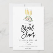 roze rozen bubbly bridale doucheuitnodiging kaart (Voorkant)