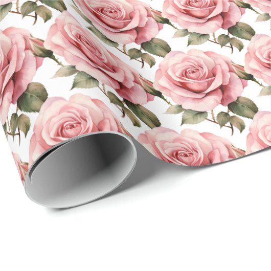 Roze rozen cadeaupapier (Rol Hoek)