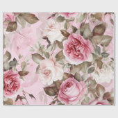 roze rozen cadeaupapier (Vlak)