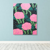 Roze Rozen Canvas Afdruk (Insitu (Houten vloer))
