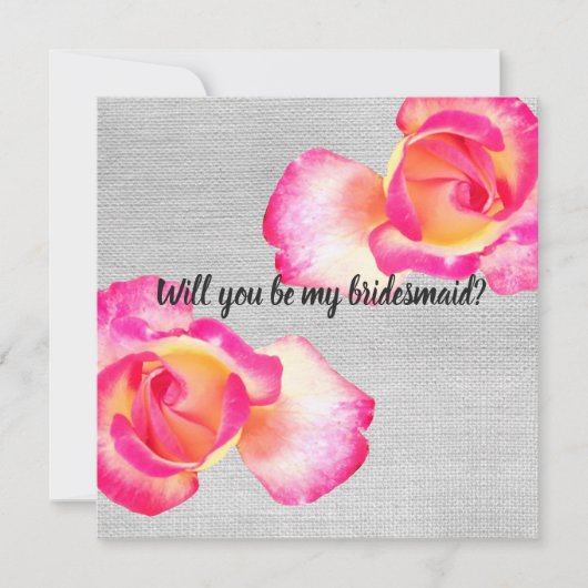 Roze rozen, canvas Bruidsmeisje Trouwkaart Kaart (Voorkant)