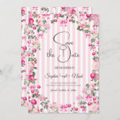 Roze Rozen Coquette Bow Stripes Kaart (Voorkant / Achterkant)