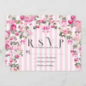 Roze Rozen Coquette Bow Stripes Kaart (Voorkant / Achterkant)
