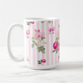  Roze Rozen Coquette Bow Stripes Koffiemok (Links)