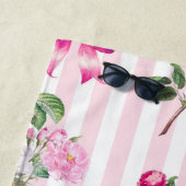  Roze Rozen Coquette Bow Stripes Strandlaken (In situ)