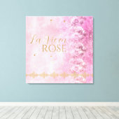 Roze Rozen Damask Grunge - verpakt canvas (Insitu (Houten vloer))