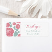 Roze rozen Dank u Sticker Etiket voor bruiloft (Insitu)