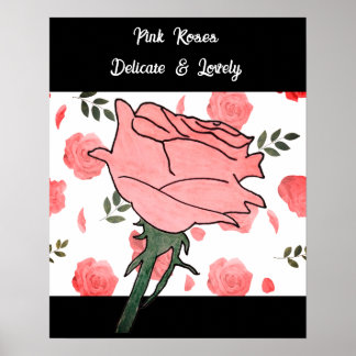 Roze Rozen- Delicaat en Lieflijk Poster