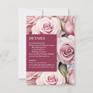 Roze Rozen Detail Bijlagekaarten RSVP Kaartje