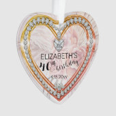 Roze rozen |Diamonds 40th Birthday Keepomwille Ornament (voorkant)