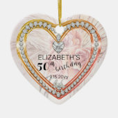 Roze rozen |Diamonds 50th Birthday Keepomwille Keramisch Ornament (Voorkant)