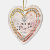 Roze rozen |Diamonds 50th Birthday Keepomwille Keramisch Ornament (Links)