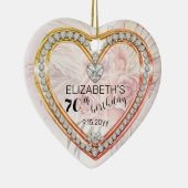 Roze rozen |Diamonds 70th Birthday Keepomwille Keramisch Ornament (Rechts)