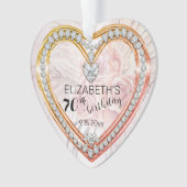 Roze rozen |Diamonds 70th Birthday Keepomwille Ornament (voorkant)