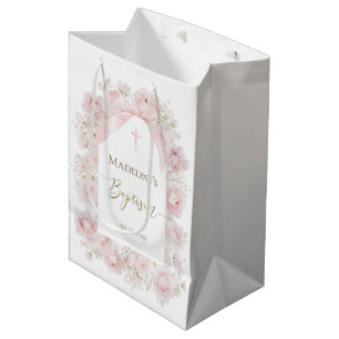 roze rozen Doop Medium Cadeauzakje