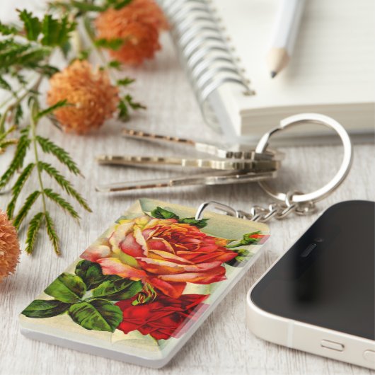 roze rozen Druk acrylSleutelhanger af Sleutelhanger (Voorkant Rechts)