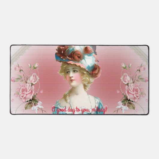 Roze Rozen Edwardian Era Motief Bureaumat (Voorkant)