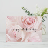 Roze rozen Elegant boeket Valentijnsdag Kaart (Staand voorkant)