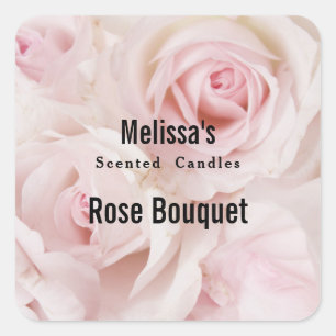 roze rozen Elegant Bouquet Candle Biz Vierkante Sticker