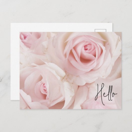  roze rozen Elegant Bouquet Hallo Feestdagenkaart (Voorkant / Achterkant)