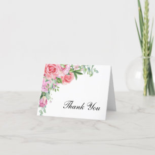 Roze Rozen Elegante bruiloft Bedankkaart