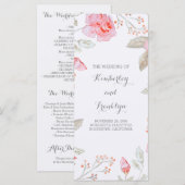 Roze Rozen Elegante Waterverf Trouwprogramma's Programma (Voorkant / Achterkant)