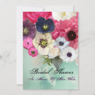 ROZE ROZEN EN ANEMONE BLOEMEN BRUIDSSHOUDEN KAART