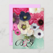 ROZE ROZEN EN ANEMONE BLOEMEN MONOGRAM Save Date Aankondigingskaart (Voorkant / Achterkant)