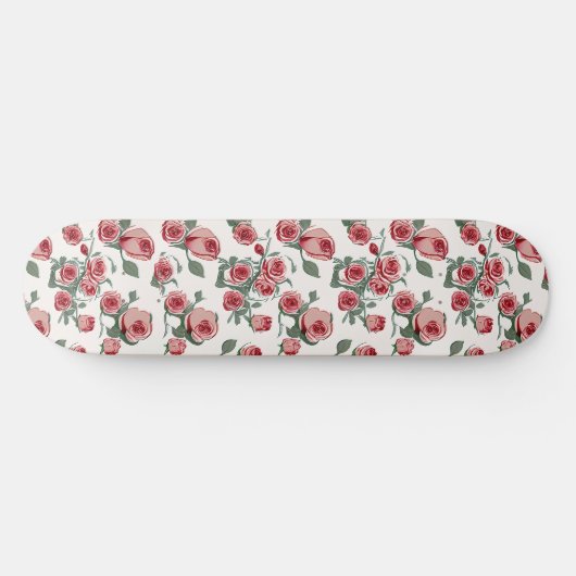 Roze rozen en bladeren patroon skateboard (Horizontaal)