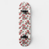 Roze rozen en bladeren patroon skateboard (Voorkant)