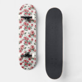 Roze rozen en bladeren patroon skateboard (Voorkant)