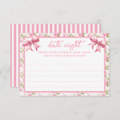 Roze Rozen en Bogen Coquette Date Night Kaarten (Voorkant / Achterkant)