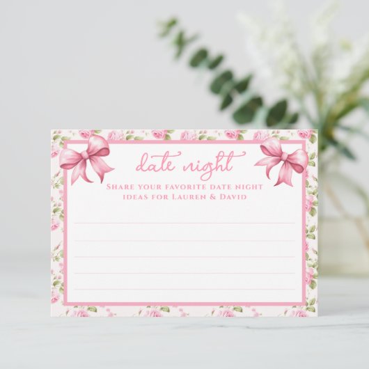 Roze Rozen en Bogen Coquette Date Night Kaarten (Staand voorkant)