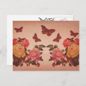   roze rozen en butavlies collage briefkaart (Voorkant / Achterkant)